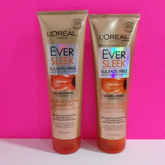 L'Oreal Hair Loreal Ever Sleek Keratin Caring Shampoo Conditioner Poshmark